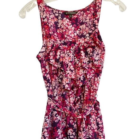 Express Pink floral Sleeveless Summer dress w/ tie belt - XS - Picture 1 of 13